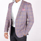 Orange Blue Plaid Avanti Milano Peak Lapel Jacket