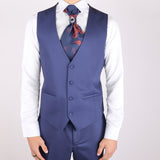 Navy Blue Avanti Milano Orange Floral Patterned Three Piece Tuxedo