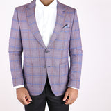 Burgundy Blue Plaid Avanti Milano Peak Lapel Jacket