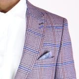 Burgundy Blue Plaid Avanti Milano Peak Lapel Jacket