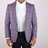 Burgundy Blue Plaid Avanti Milano Peak Lapel Jacket