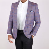 Burgundy Blue Plaid Avanti Milano Peak Lapel Jacket