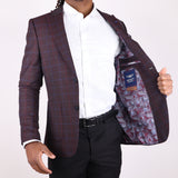 Black Red Plaid Avanti Milano Peak Lapel Jacket