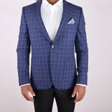 Blue Blue Plaid Avanti Milano Peak Lapel Jacket