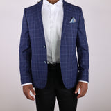 Blue Blue Plaid Avanti Milano Peak Lapel Jacket