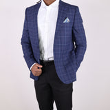 Blue Blue Plaid Avanti Milano Peak Lapel Jacket