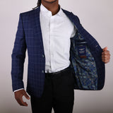 Blue Blue Plaid Avanti Milano Peak Lapel Jacket