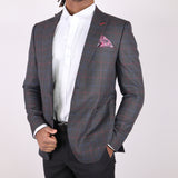 Dark Grey Red Plaid Avanti Milano Peak Lapel Jacket