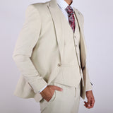 Cream Avanti Milano Textured Three Piece Suit