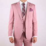 Medium Pink Avanti Milano Textured Double Breasted Vest Three Piece Suit