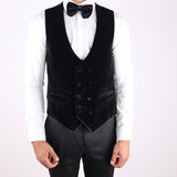 Black Avanti Milano Gold Sequence Velvet Three Piece Tuxedo