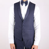 Navy Blue Avanti Milano Wide Peak Lapel Three Piece Tuxedo