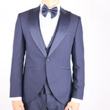 Navy Blue Avanti Milano Wide Peak Lapel Three Piece Tuxedo