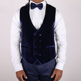Navy Blue Avanti Milano Silver Sequence Velvet Three Piece Tuxedo