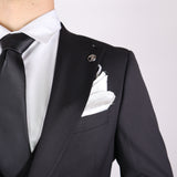 Black Avanti Milano Peak Lapel Low Cut Vest Three Piece Suit