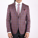 Burnt Orange/Blue Avanti Milano Window Pane Patterned Jacket