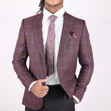 Burnt Orange/Blue Avanti Milano Window Pane Patterned Jacket