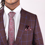 Burnt Orange/Blue Avanti Milano Window Pane Patterned Jacket