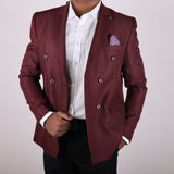 Burgundy Avanti Milano Textured Double Breasted Jacket