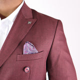 Burgundy Avanti Milano Textured Double Breasted Jacket