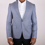Navy Blue/White Avanti Milano Textured Semi Peak Lapel Jacket