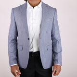 Navy Blue/White Avanti Milano Textured Semi Peak Lapel Jacket