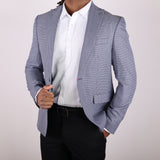 Navy Blue/White Avanti Milano Textured Semi Peak Lapel Jacket