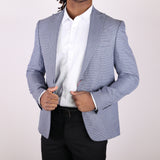 Navy Blue/White Avanti Milano Textured Semi Peak Lapel Jacket