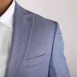 Navy Blue/White Avanti Milano Textured Semi Peak Lapel Jacket