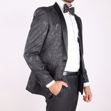 Black Avanti Milano Paisley Patterned Tuxedo Jacket