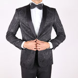 Black Avanti Milano Paisley Patterned Tuxedo Jacket