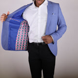 Light Blue Avanti Milano Textured Notch Lapel Jacket