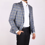 Grey/ Blue Avanti Milano Window Pane Patterned Jacket