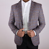 Burgundy/ White Avanti Milano Blue Patterned Peak Lapel Jacket