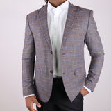 Burgundy/ White Avanti Milano Blue Patterned Peak Lapel Jacket