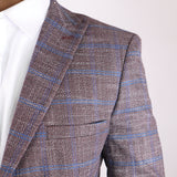 Burgundy/ White Avanti Milano Blue Patterned Peak Lapel Jacket