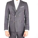 Black Avanti Milano Textured Shinning Double Breasted Jacket