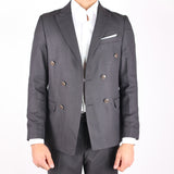 Black Avanti Milano Textured Shinning Double Breasted Jacket