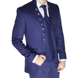 Navy Blue Avanti Milano Paisley Patterned Three Piece Tuxedo