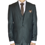 Dark Green Avanti Milano Peak Lapel Three Piece Suit