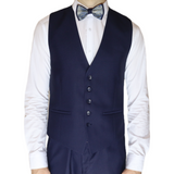 Navy Blue Avanti Milano Patterned Stitch Peak Lapel Three Piece Suit