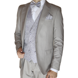 Beige Avanti Milano Textured Paisley Vest Three Piece Tuxedo