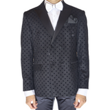 Black “X” Patterned Double Breasted Tuxedo