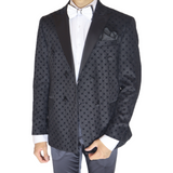 Black “X” Patterned Double Breasted Tuxedo
