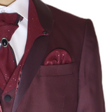 Burgundy Avanti Milano Patterned Stitch Triple Layer Lapel Three Piece Tuxedo