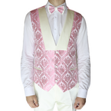 Pink/Cream Avanti Milano Floral Patterned Three Piece Tuxedo