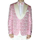 Pink/Cream Avanti Milano Floral Patterned Three Piece Tuxedo
