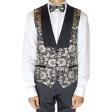 Gold/Black Avanti Milano Floral Patterned Three Piece Tuxedo