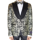 Gold/Black Avanti Milano Floral Patterned Three Piece Tuxedo