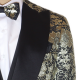 Gold/Black Avanti Milano Floral Patterned Three Piece Tuxedo